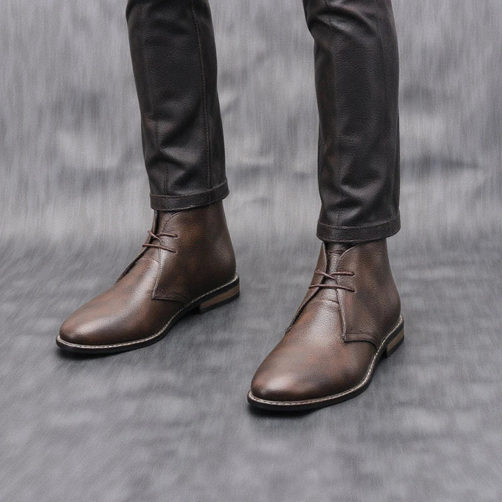Mens Leather Lace-Up Ankle Boots Street Style