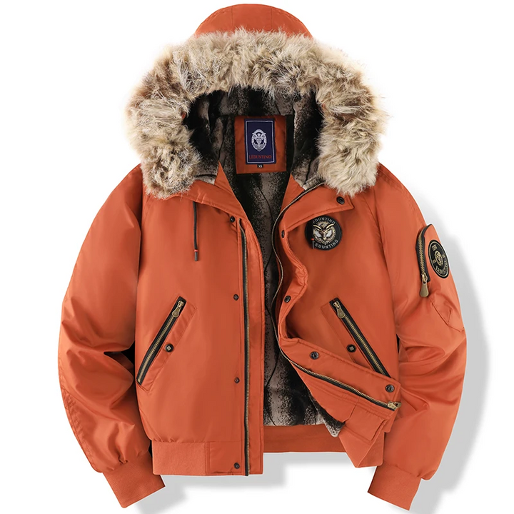 Womens Bomber Jacket Quilted Lining Faux Fur Hooded