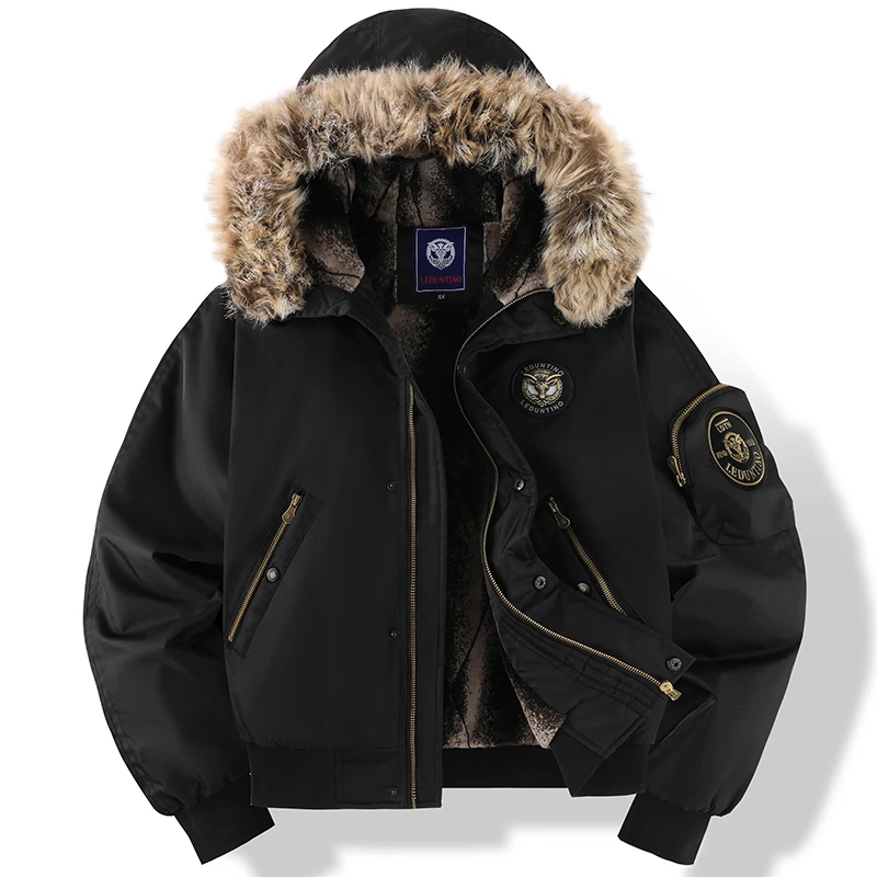 Womens Bomber Jacket Quilted Lining Faux Fur Hooded