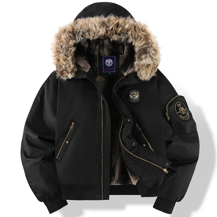 Womens Bomber Jacket Quilted Lining Faux Fur Hooded