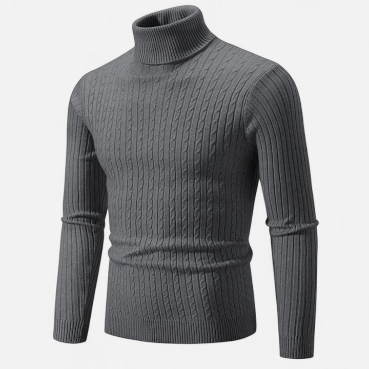 Mens Wool Sweater High-Neck Knit Fit