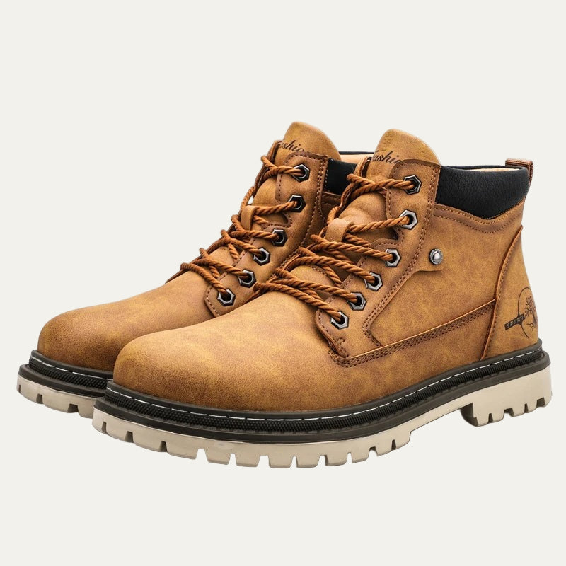 Mens Lace-Up Work Ankle Boots Rugged Style