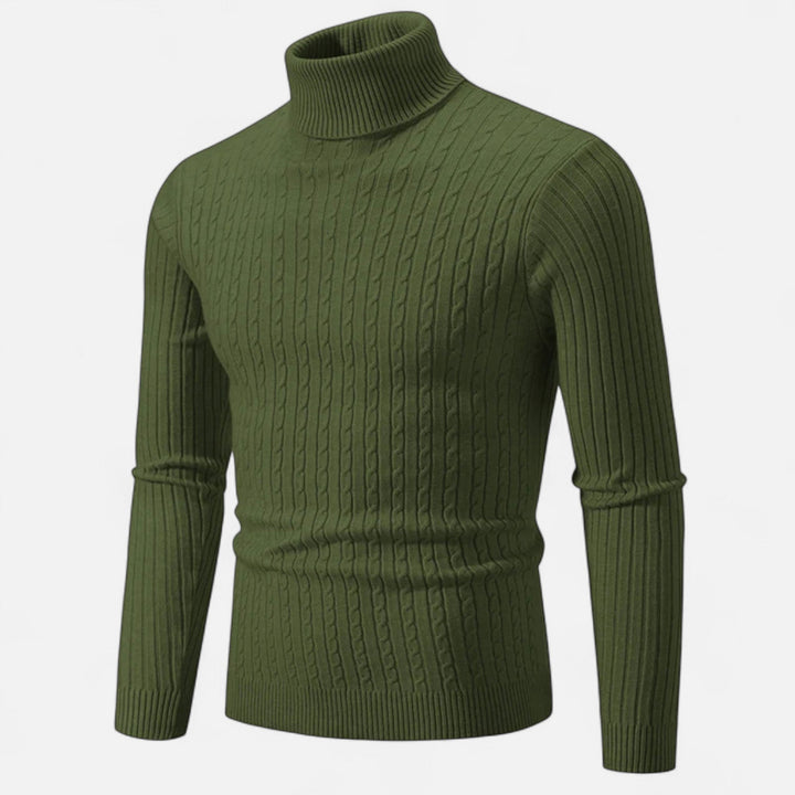 Mens Wool Sweater High-Neck Knit Fit