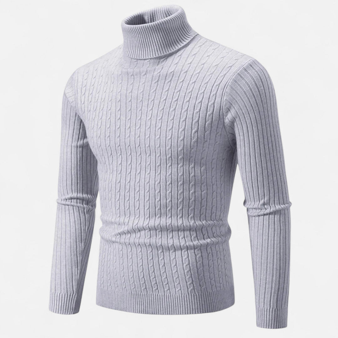 Mens Wool Sweater High-Neck Knit Fit