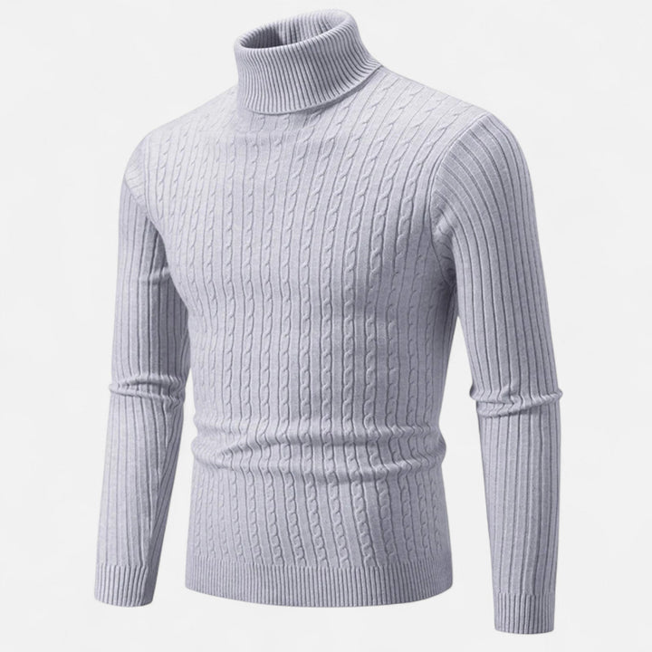 Mens Wool Sweater High-Neck Knit Fit