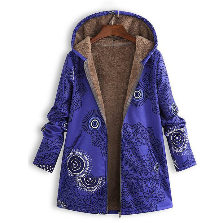 Womens Printed Jacket Vintage Style with Front Pockets