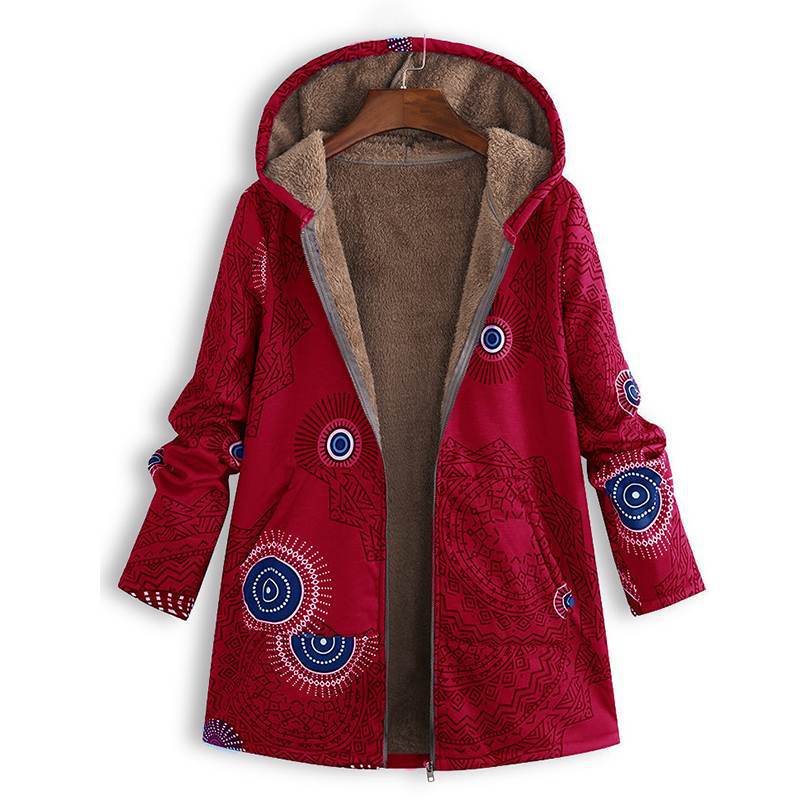 Womens Printed Jacket Vintage Style with Front Pockets
