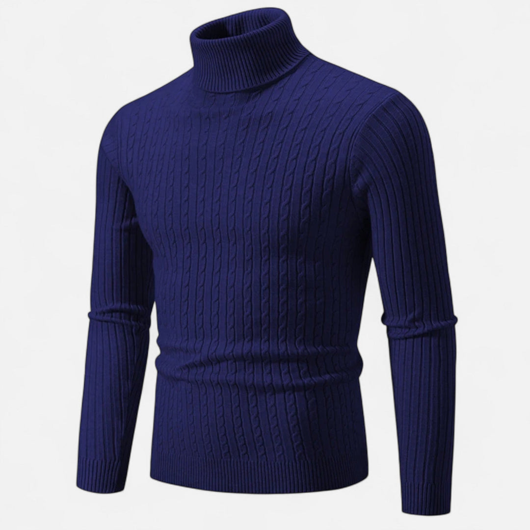 Mens Wool Sweater High-Neck Knit Fit