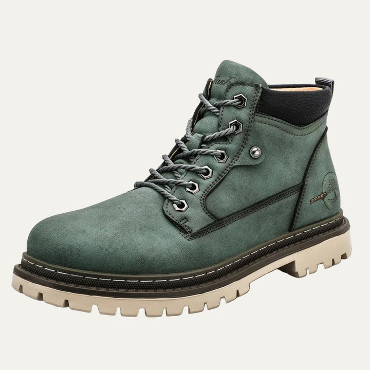 Mens Lace-Up Work Ankle Boots Rugged Style