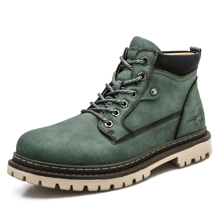 Mens Lace-Up Ankle Boots Rugged Outsole Padded Collar