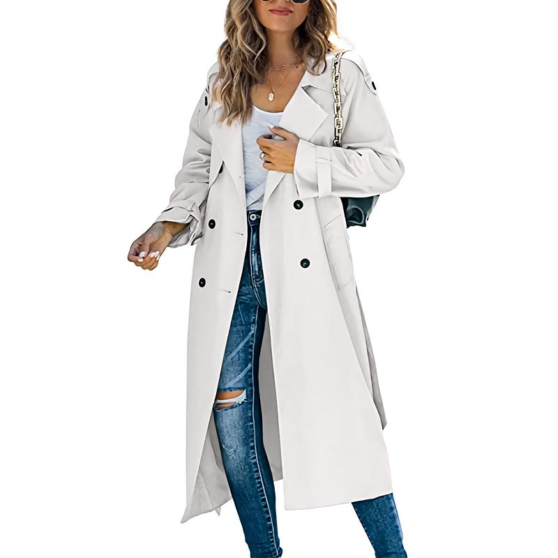 Womens Long Trench Coat Lightweight Autumn Style - BritishMode