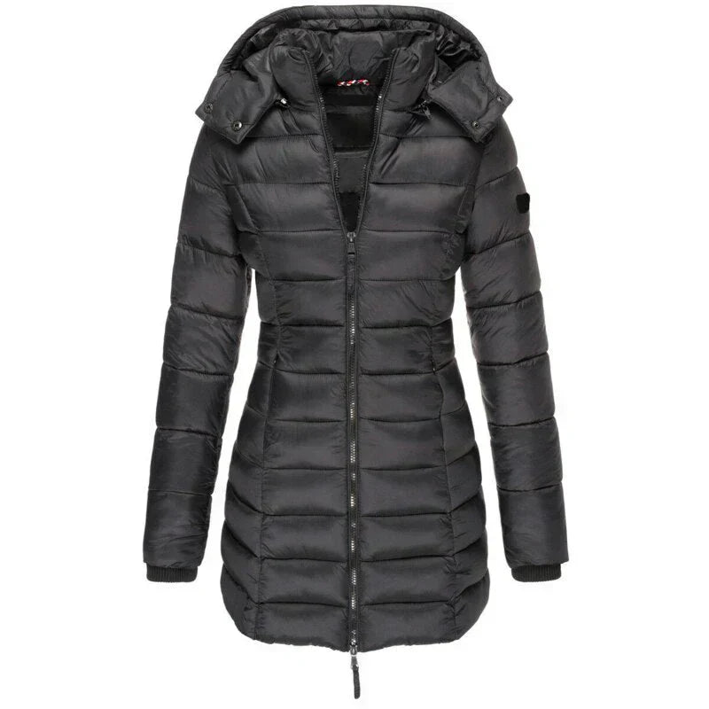 Womens Hooded Down Jacket Insulated Winter Fit