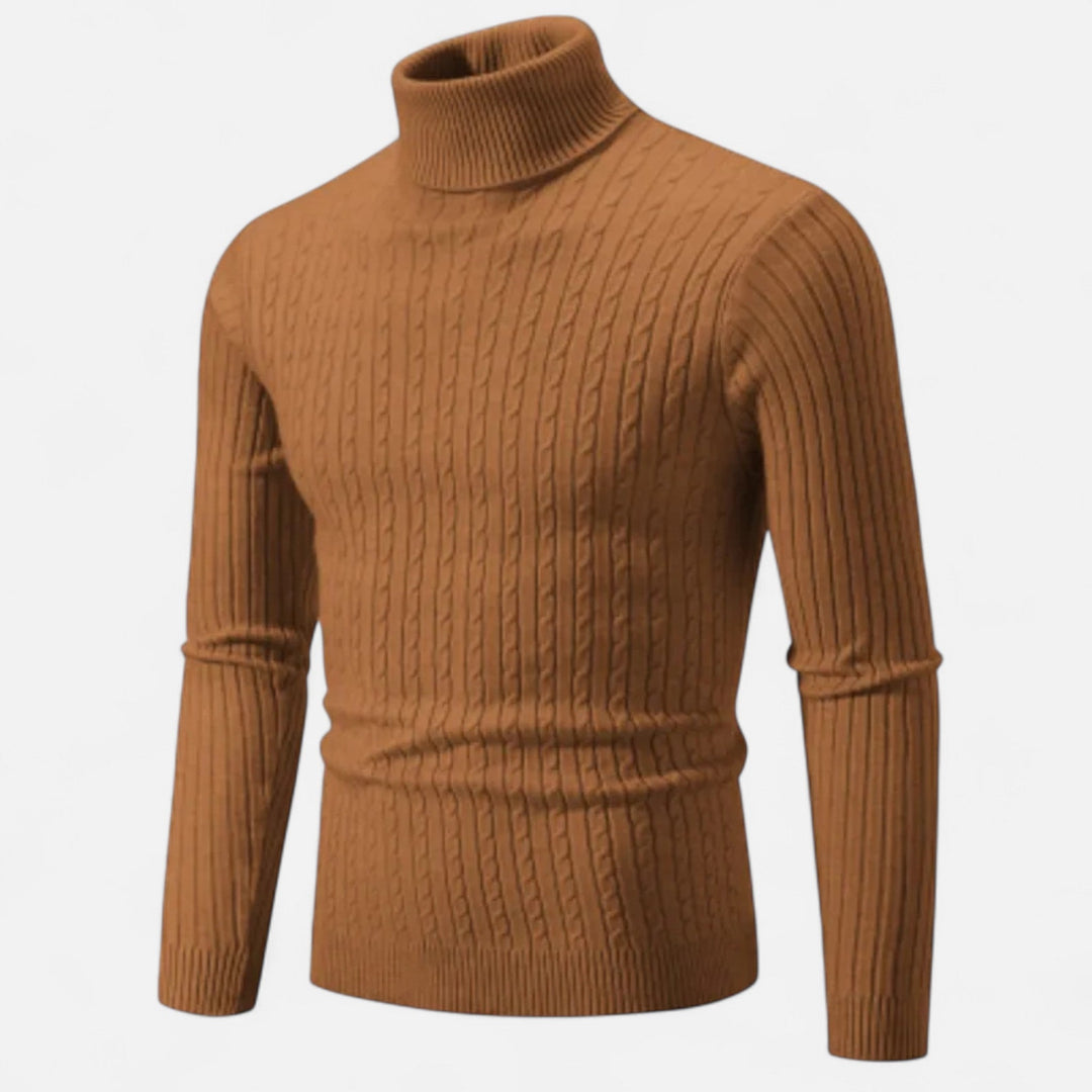 Mens Wool Sweater High-Neck Knit Fit - BritishMode