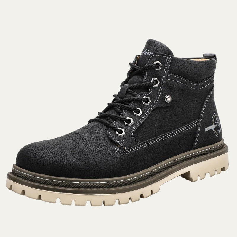 Mens Lace-Up Work Ankle Boots Rugged Style