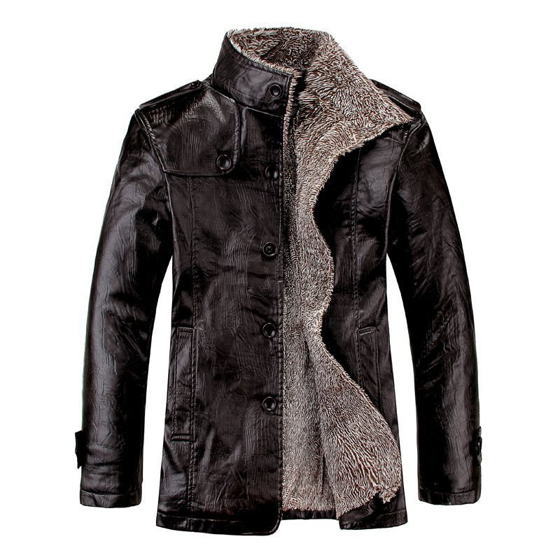 Mens Leather Jacket with Fleece Lining Regular Fit