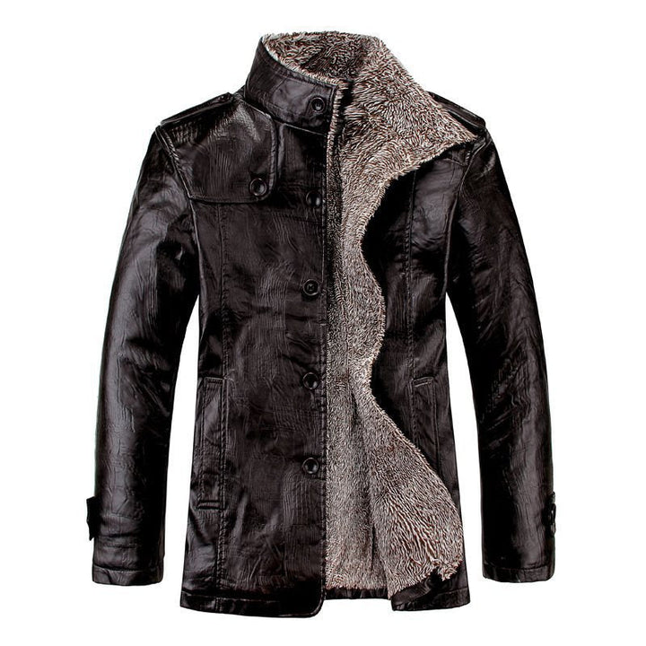 Mens Leather Jacket with Fleece Lining Regular Fit