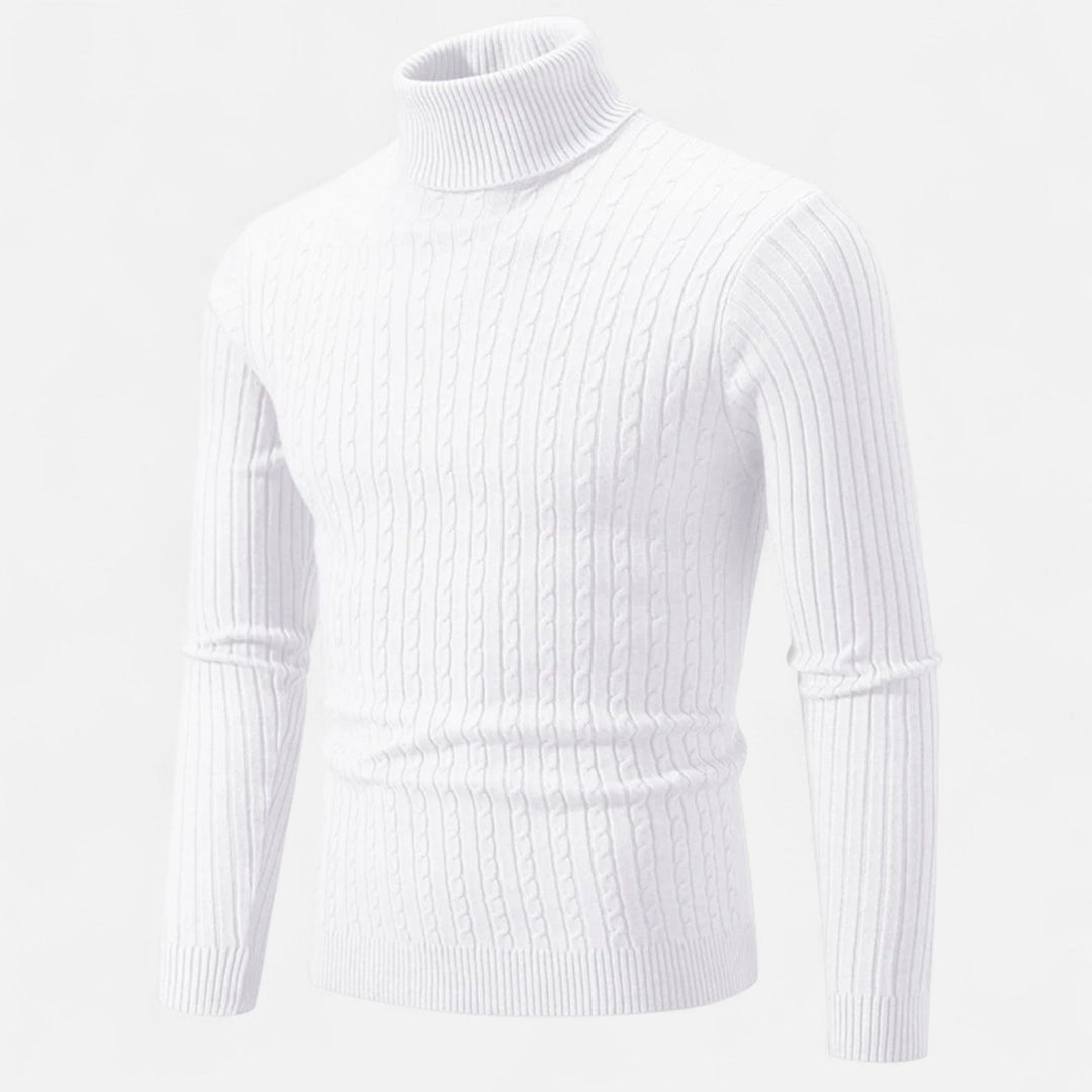 Mens Wool Sweater High-Neck Knit Fit
