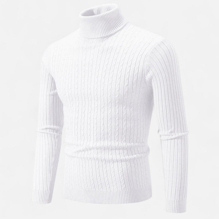 Mens Wool Sweater High-Neck Knit Fit