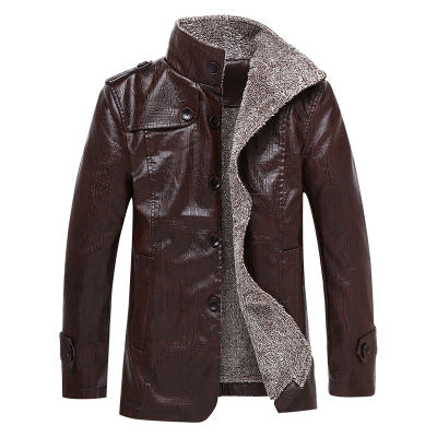 Mens Leather Jacket with Fleece Lining Regular Fit