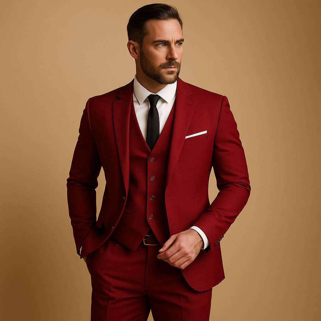 Mens Three-Piece Suit Slim Fit Blazer and Pants