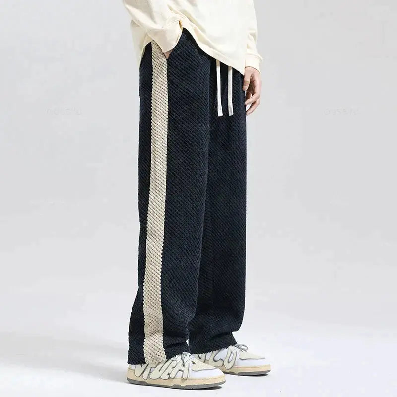 Mens Jogging Pants Embossed Corduroy Relaxed Fit