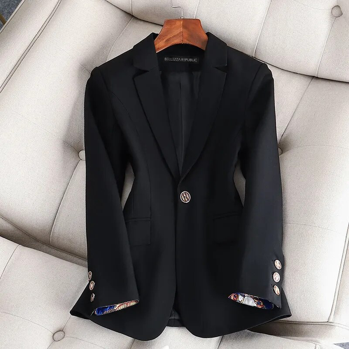 Womens Cotton Blend Blazer Tailored Fit Notch Collar Jacket