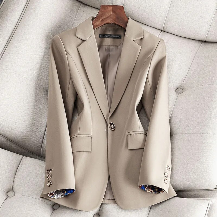 Womens Cotton Blend Blazer Tailored Fit Notch Collar Jacket