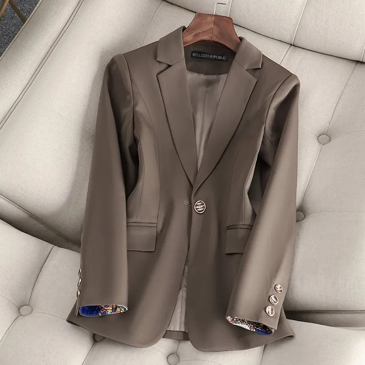 Womens Cotton Blend Blazer Tailored Fit Notch Collar Jacket