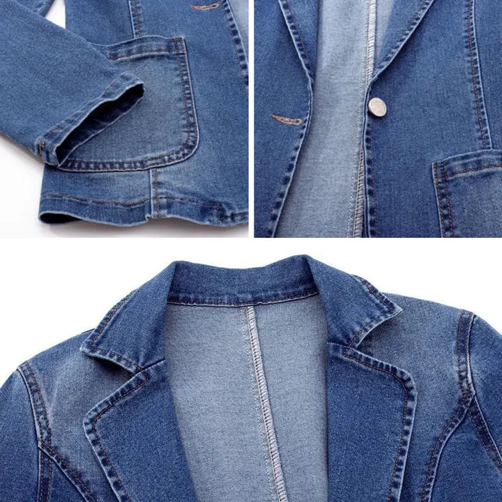 Womens Denim Blazer Classic Waist Tailored Fit