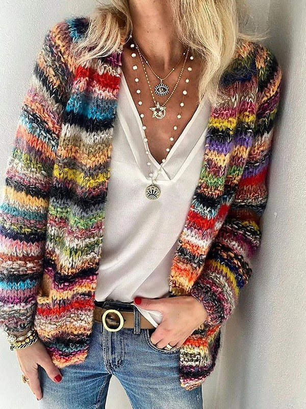 Womens Oversized Knit Cardigan Open Front Cozy Fit - BritishMode