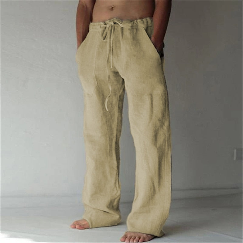 Mens Linen Pants Breathable Casual Comfort Fit