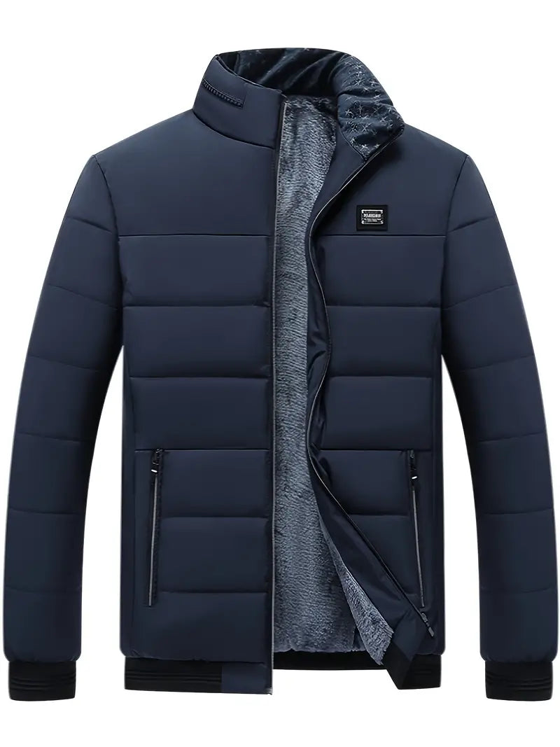 Mens Winter Jacket with Stand Collar Velvet Lining Warm