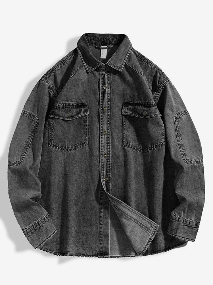 Mens Casual Denim Shirt Regular Fit - BritishMode