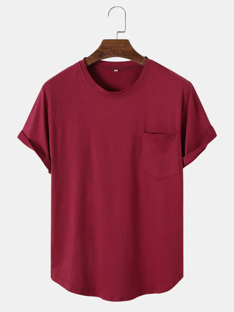 Mens T-Shirt Cotton Pocket Casual Fit