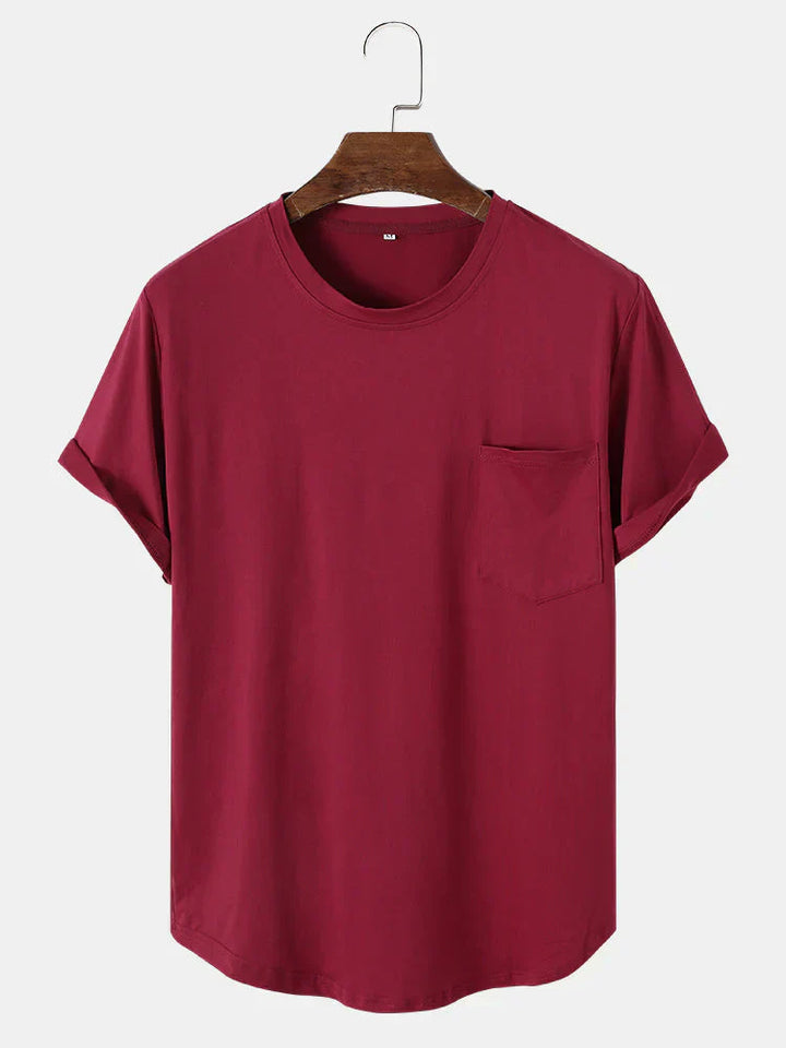 Mens T-Shirt Cotton Pocket Casual Fit