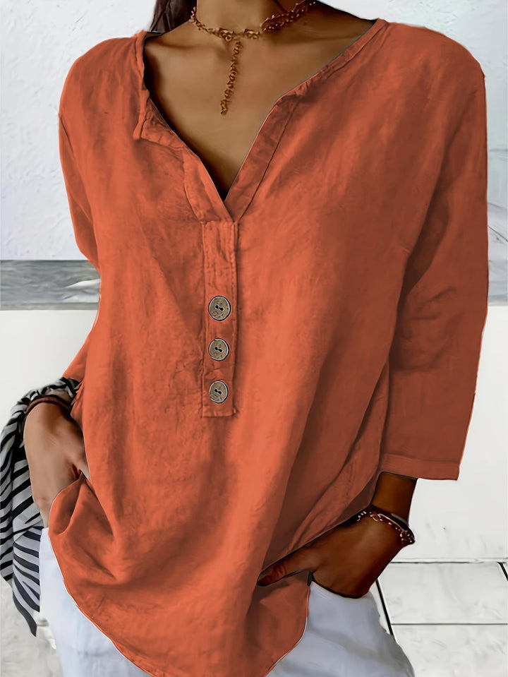 Womens Casual Blouse Cotton and Linen Relaxed Fit