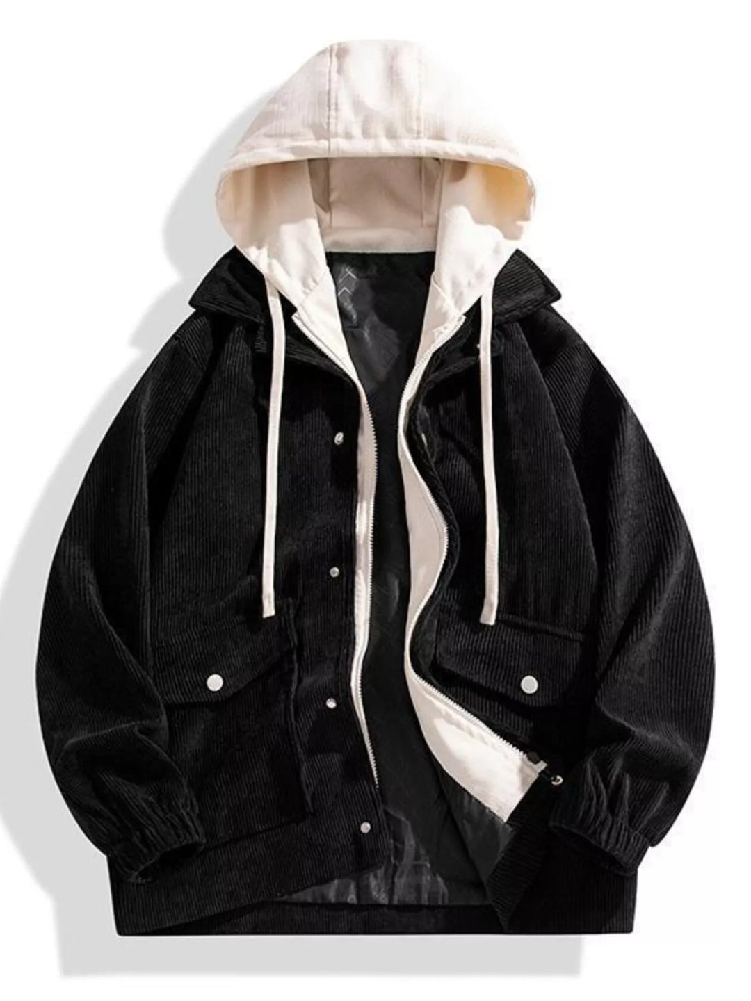 Mens Hoodie Coat with Rugged Textured Fabric