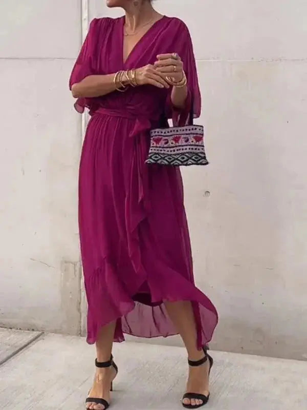 Womens Silk Dress Whisper-Soft V-Neck