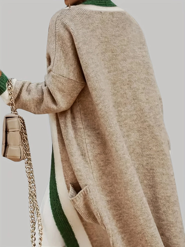 Womens Long Cardigan Vintage Style with Accent Details