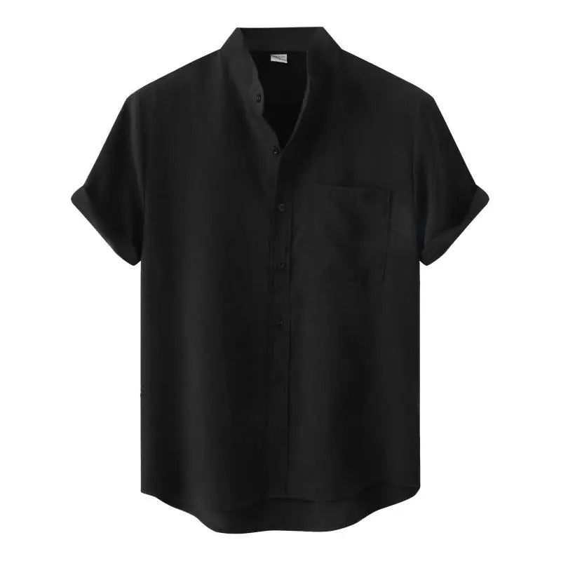 Mens Lightweight Summer Shirt with Stand Collar