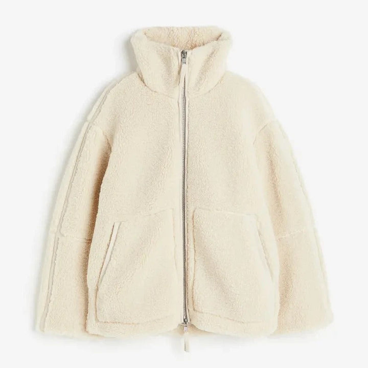 Womens Oversized Sherpa Jacket Zip-Up Style