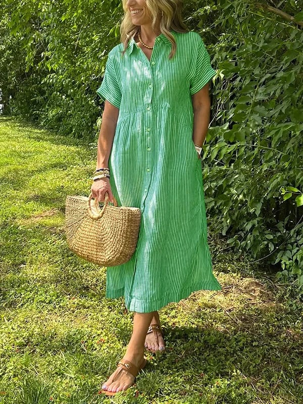 Womens Summer Dress Lightweight Stripe Relaxed Fit