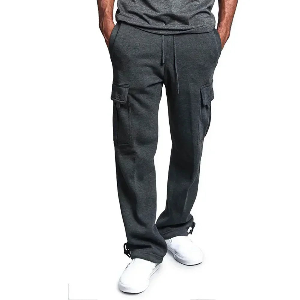 Mens Cargo Jogging Trousers Fleece Comfortable Fit