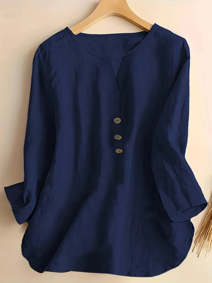 Womens Casual Blouse Cotton and Linen Relaxed Fit