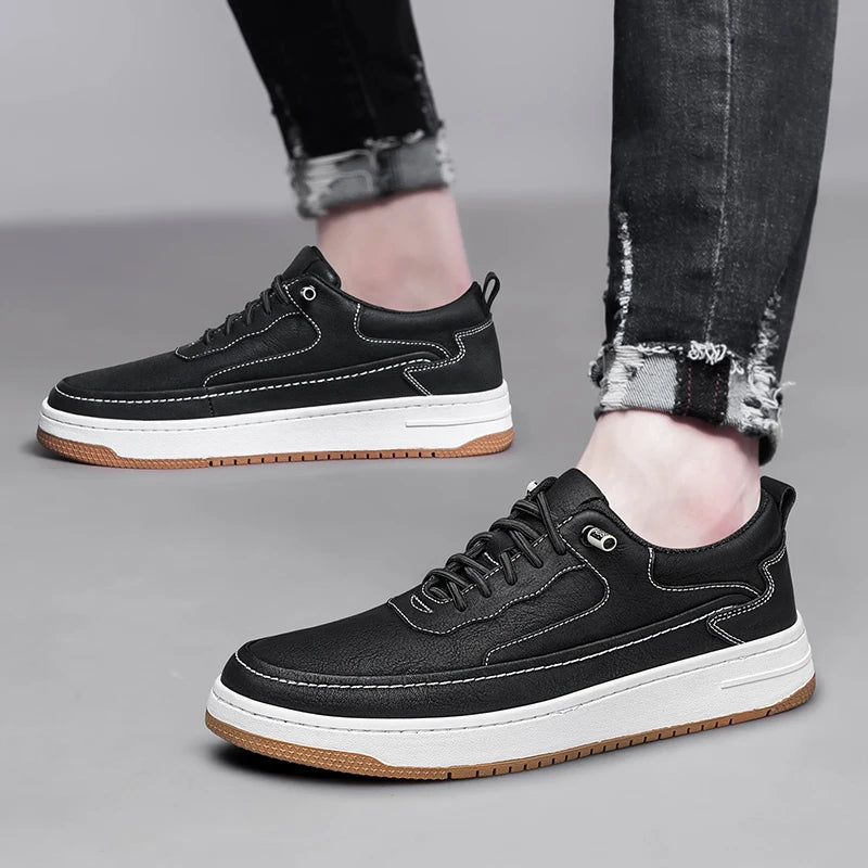 Mens Leather Sneakers Classic Style - BritishMode