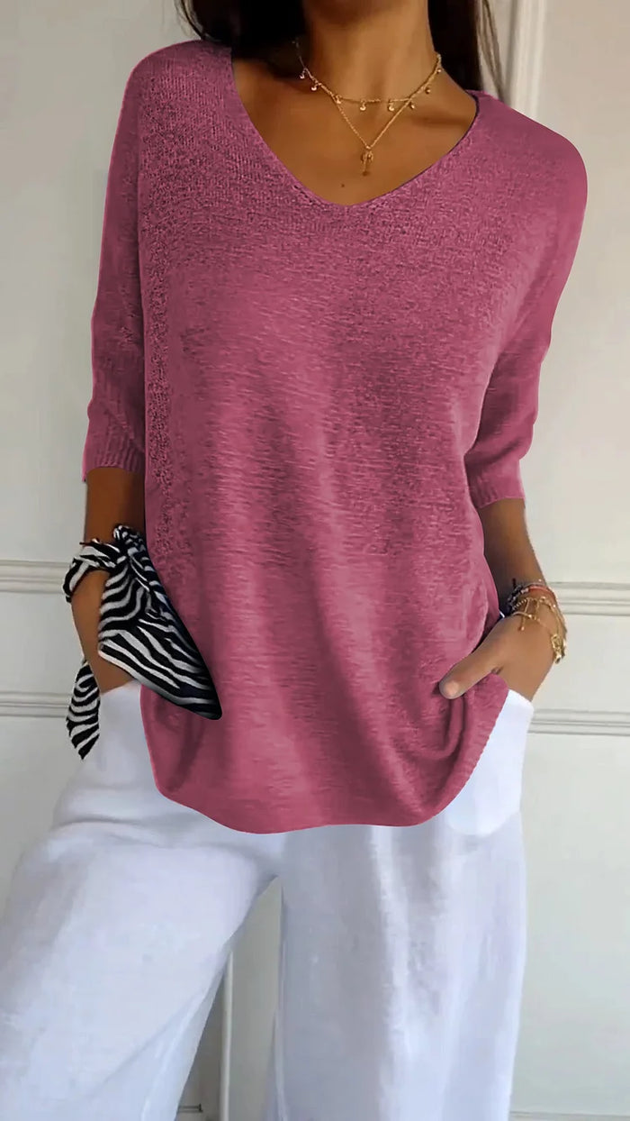Womens V-Neck Sweater Relaxed Fit