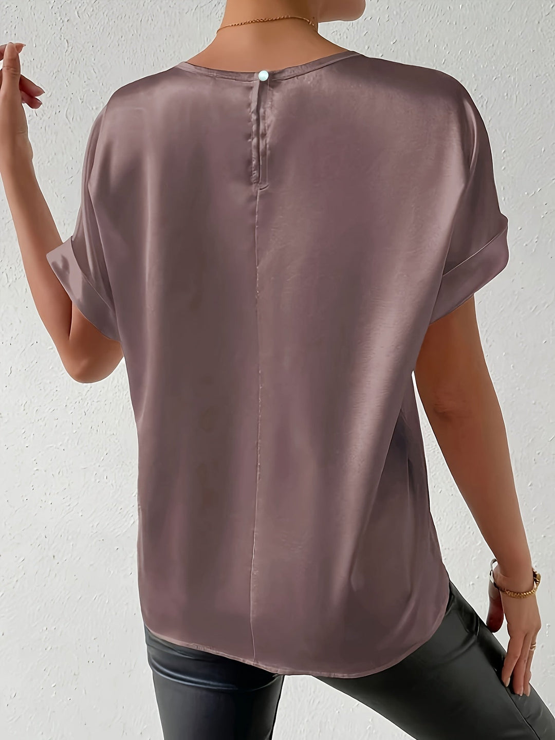 Womens Summer Blouse Linen-Like Fabric Loose Fit Elegant Style