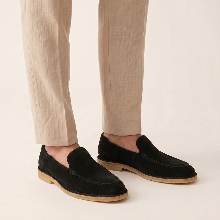 Matteo | Men's Leather Driving Loafers - Black