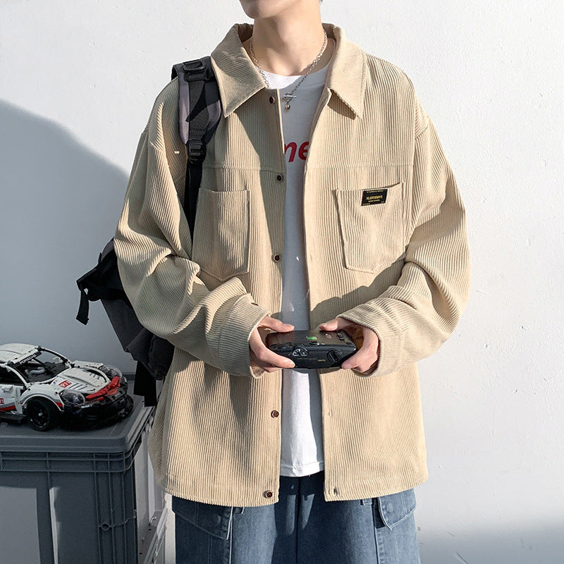 Mens Corduroy Long Sleeve Shirt Relaxed Fit