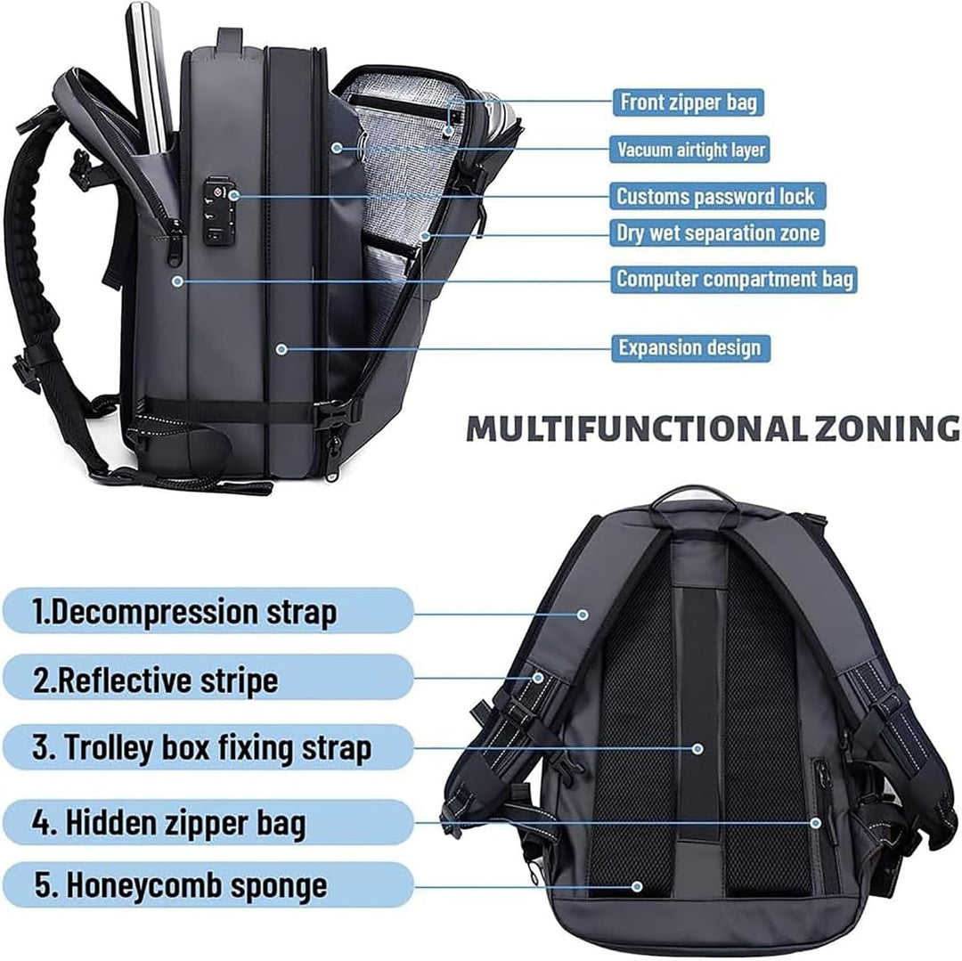 Unisex Expandable Compression Travel Backpack with Anti-Theft Lock